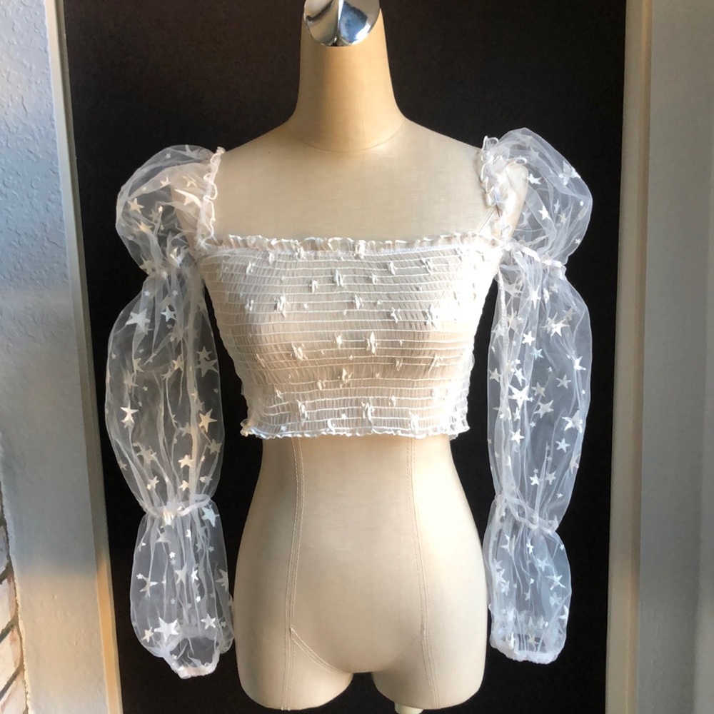 Mesh clear stars crop top.